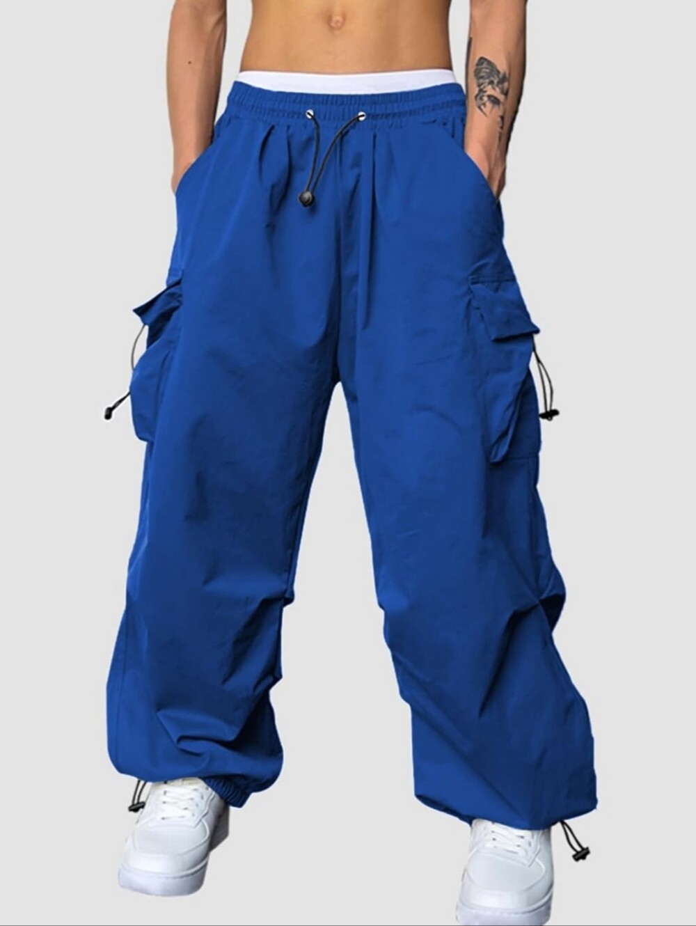Blue Y2k Parachute Cargo Baggy Pants Small